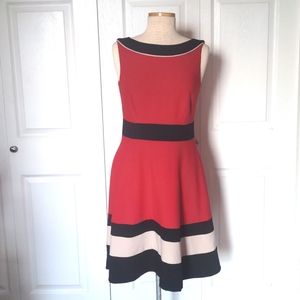 Red, Black and Cream A-line Dress by Coast (US size 8)